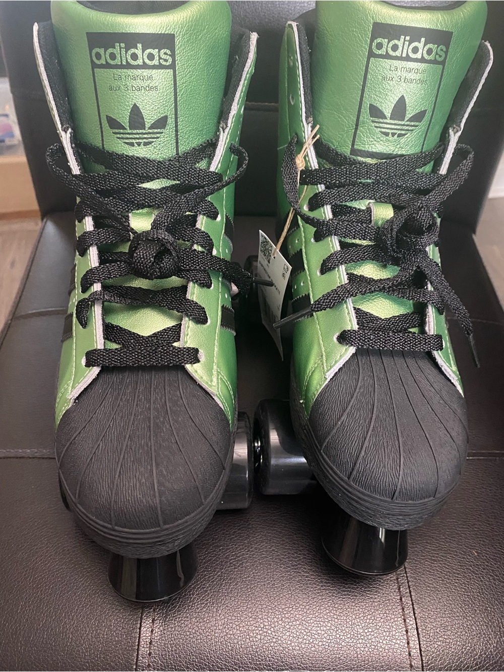 adidas ladies Green and Black Roller Sneakers with Lace-Up Design